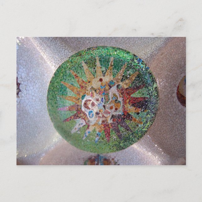 Postal Mosaico verde de Guell de Parc (Anverso)