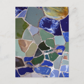 Postal Mosaicos azules de Antoni Gaudi