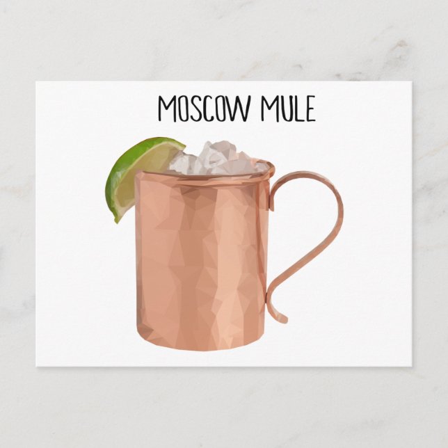 Postal Moscovita de cobre Mule de Moscú diseño geométrico (Anverso)
