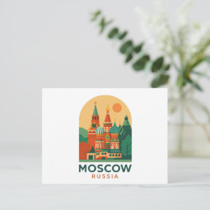 Postal Moscú Rusia Arte de Viaje Retro Antiguo