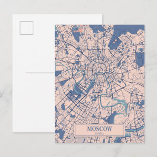 Postal Moscú Rusia Mapa de Ciudad Ventosa Viajes