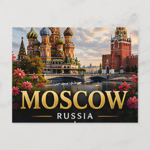 Postal 📍 Moscú Rusia Recuerdo de viaje Ciudad Viajeros