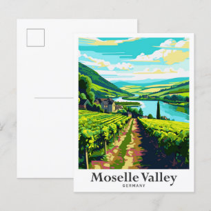 Postal Moselle Valley Alemania Ilustracion de Viajes Vint