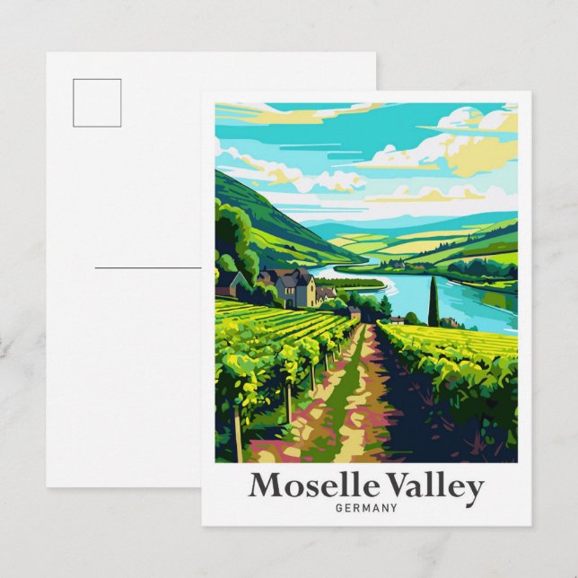 Postal Moselle Valley Alemania Ilustracion de Viajes Vint (Anverso / Reverso)
