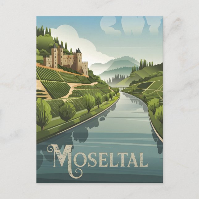 Postal Moseltal Moselle Valley Alemania cosecha (Anverso)
