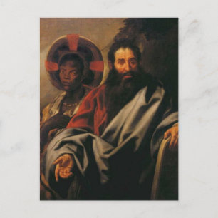Postal Moses y su esposa etíope, por Jacob Jordaens