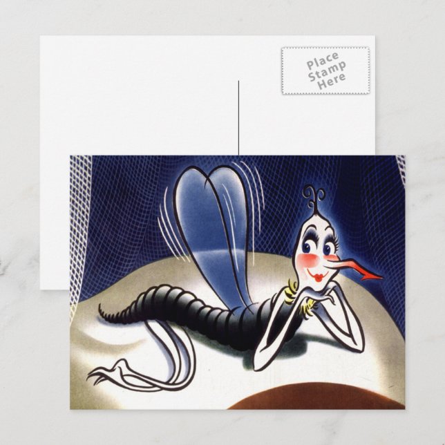 Postal Mosquito Antiguo Señora Malaria (Anverso / Reverso)