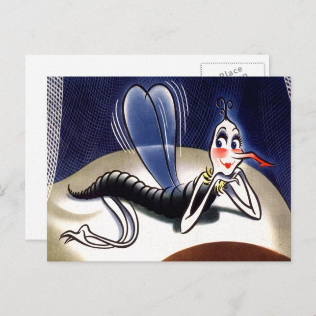 Postal Mosquito Vintage Señora Malaria (Anverso / Reverso)