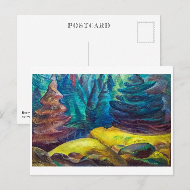 Postal Moss amarillos | Emily Carr | (Anverso / Reverso)