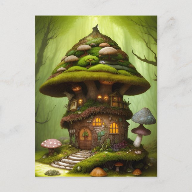 Postal Mossy Mushroom Fairy House (Anverso)