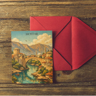 Postal Mostar Antiguo, Bosnia Stari Most Puente Emblemáti