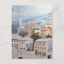 Postal Mostar, Bosnia - Pintura del paisaje de acrílico