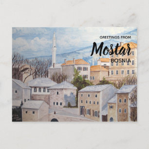 Postal Mostar, Bosnia - Pintura del paisaje de acrílico