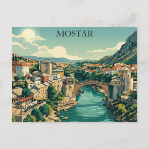 Postal Mostar Bosnia Puente Viejo Stari Most Retro Viajes