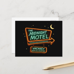 Postal Motel Espeluznante de Medianoche Neon Vintage para