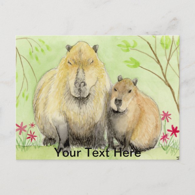 Postal Mother and Baby Capybara (Anverso)