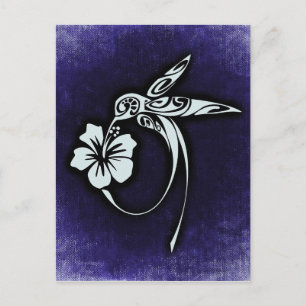 Postal Motif de pájaro en azul