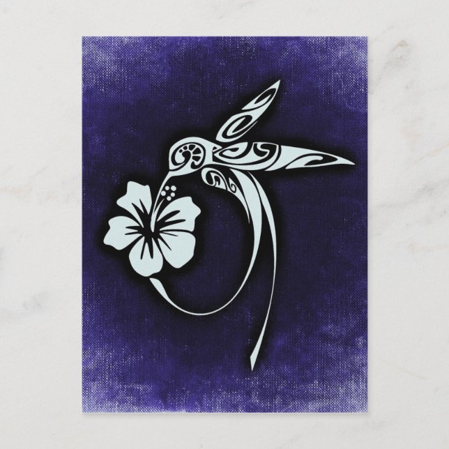 Postal Motif de pájaro en azul (Anverso)