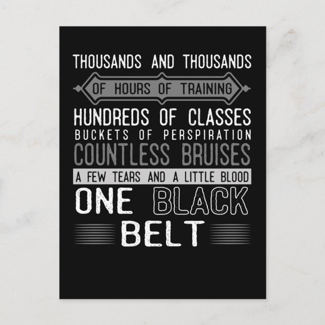 Postal Motivación de Black Belt Karate Taekwondo Jiu Jits