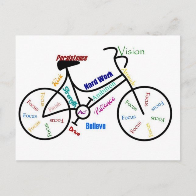 Postal Motivación de la bicicleta, la bicicleta, el cicli (Anverso)