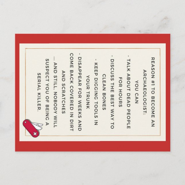 Postal Motivación del arqueólogo del mal (Anverso)