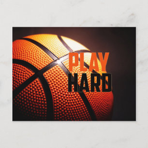 Postal Motivación del baloncesto - jugar duro por el homb