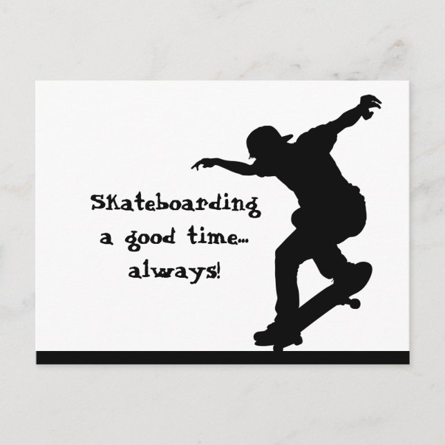 Postal Motivación del Skateboarding Cita Buena Hora Siemp (Anverso)