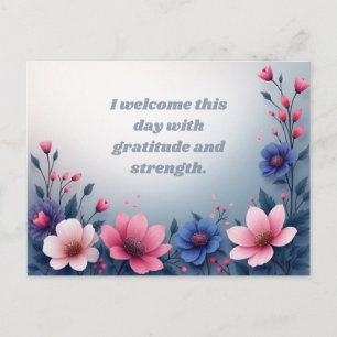 Postal Motivación floral colorida Gratitud y fuerza