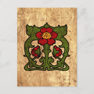 Postal Motivo de flor Art Nouveau