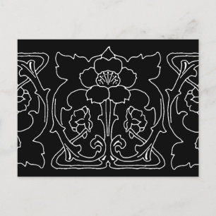 Postal Motivo de Flor Art Nouveau Oscuro