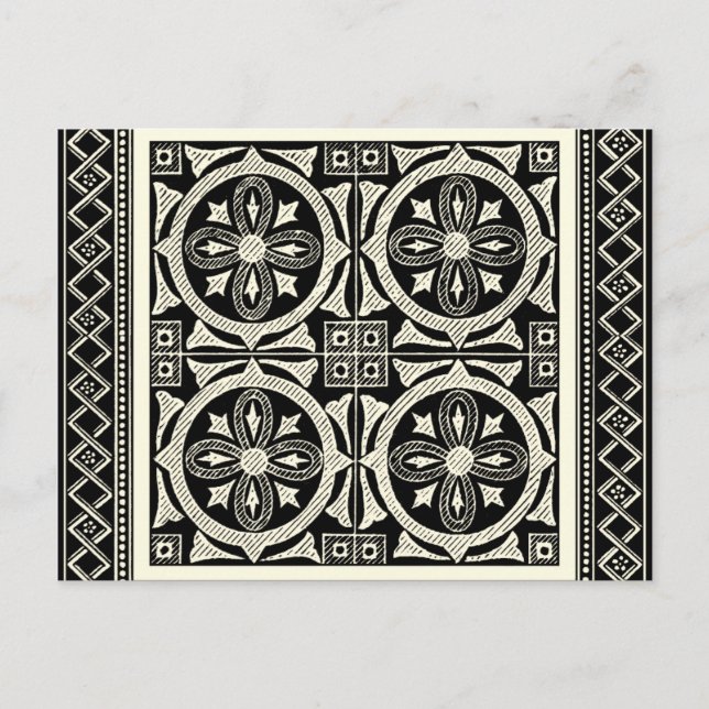 Postal Motivo de Mandala en blanco y negro por Vision Stu (Anverso)