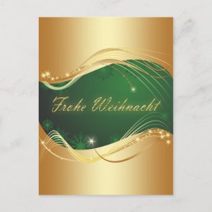 Postal Motivo navideño dorado con fondo verde