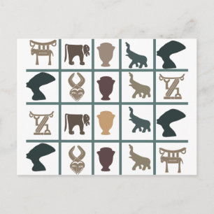 Postal Motivos africanos y arte de siluetas de animales
