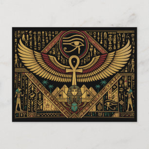 Postal Motivos del Antiguo Egipto Símbolo Ankh y Ojo de H
