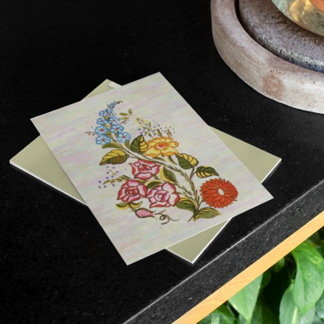 Postal motivos florales de kalocsai en base clara (Subido por el creador)