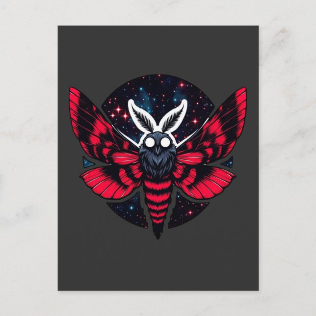 Postal Moto cósmico - Mothman del folklore del arte (Anverso)
