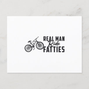 Postal Moto de moto gorda hombre de verdad viajan en bici