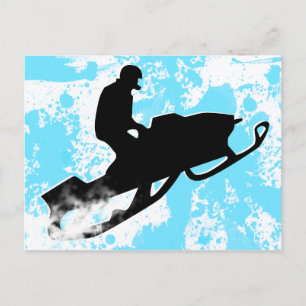 Postal moto de nieve. rastro de polvo.