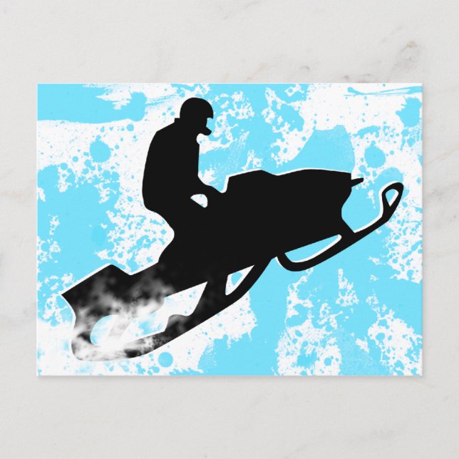 Postal moto de nieve. rastro de polvo. (Anverso)