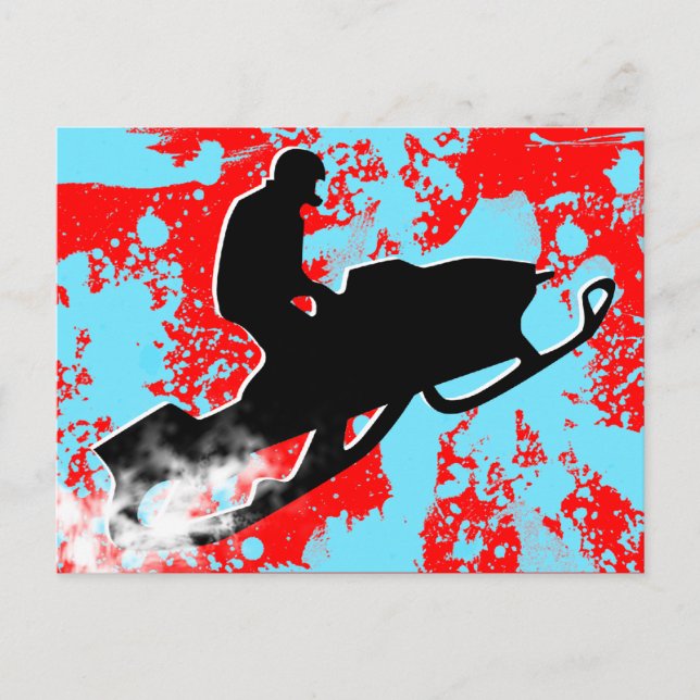 Postal moto de nieve. rastro de polvo. (Anverso)