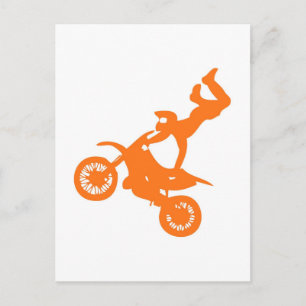 Postal Moto simple de moto blanco naranja