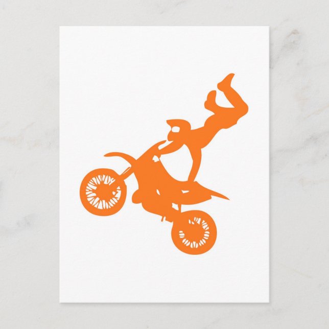 Postal Moto simple de moto blanco naranja (Anverso)