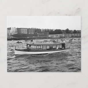 Postal Motobarco en el río Hudson, 1910