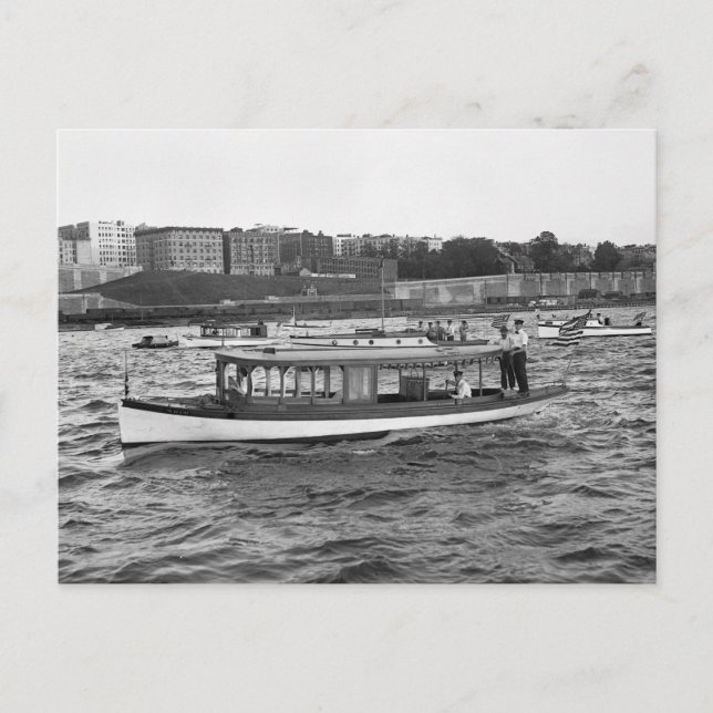 Postal Motobarco en el río Hudson, 1910 (Anverso)