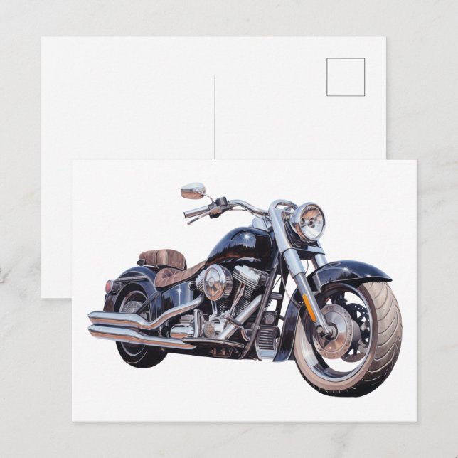 Postal Motocicleta acuarela (Anverso / Reverso)