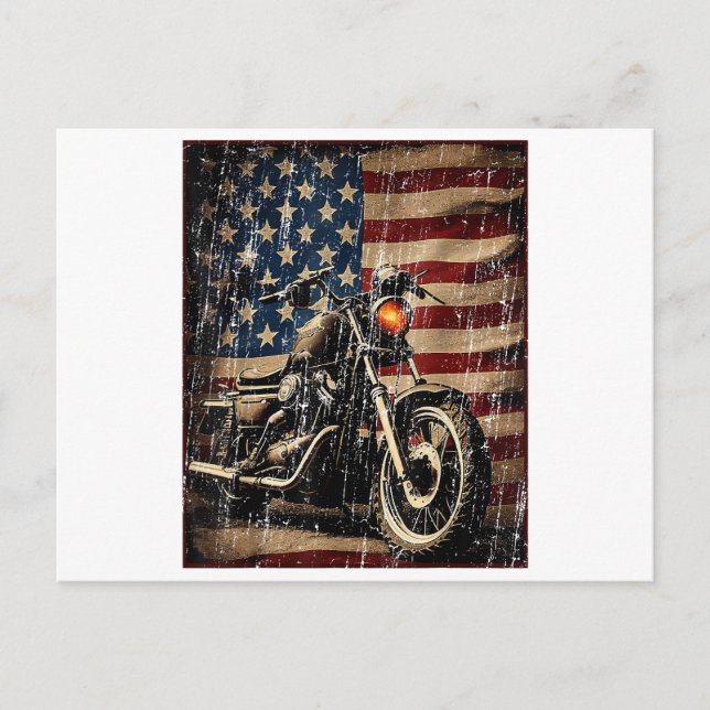 Postal Motocicleta Bandera Retro Bici (Anverso)