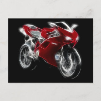 Postal Motocicleta de Carreras deportiva en bicicleta