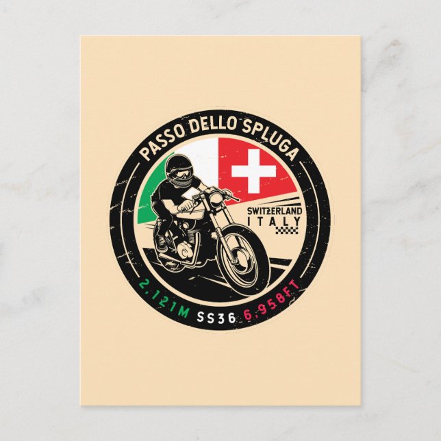 Postal Motocicleta de Passo Dello Spluga Italia (Anverso)