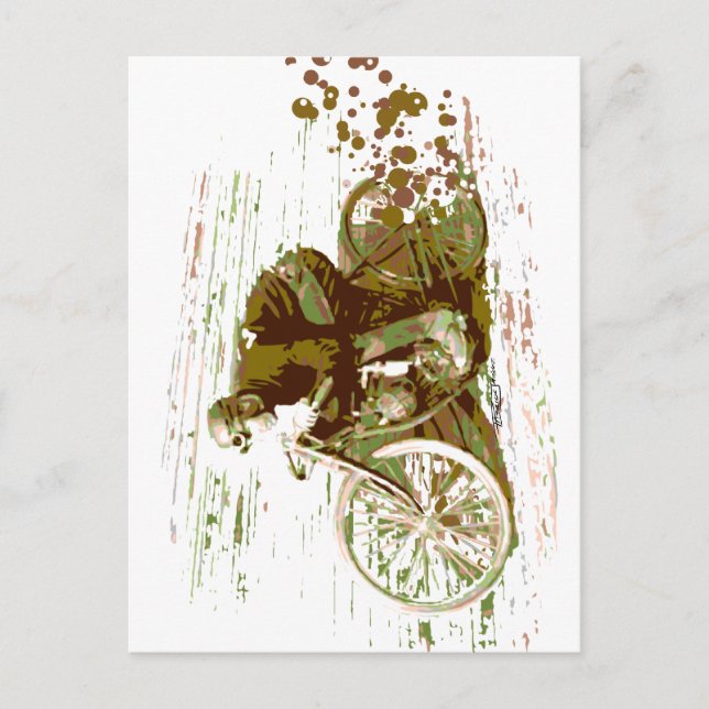 Postal Motocicleta de pista de la placa de cosecha verde (Anverso)