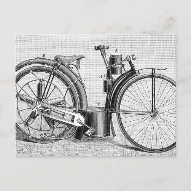 Postal Motocicleta Millet, 1895 (Anverso)